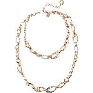 Chico's Mixed Metal Link Discs Convertible Necklace Goldtone & Silver NWT $69